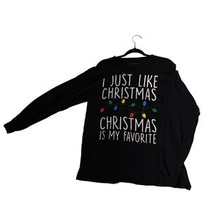 Christmas long sleeve black top women’s festive shirt in size Large 100% cotton
